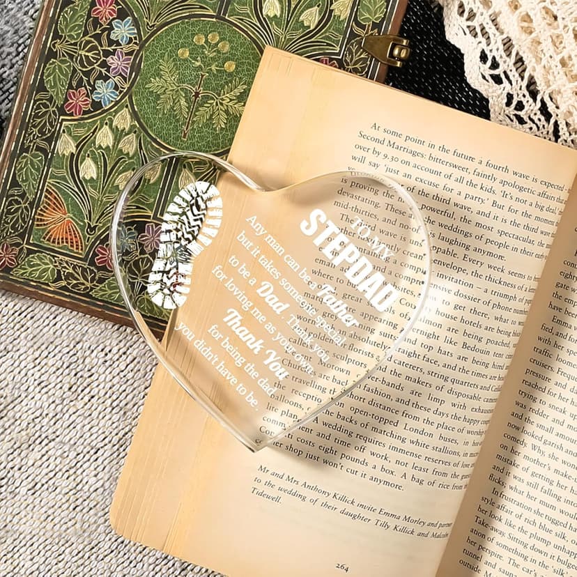 Step Dad Gifts, Step Dad Gifts from Daughter Son, 3.9x3.9 inch Acrylic Keepsake, Best Birthday Gifts for Stepfather, Father Day Gifts for Step Dad Bonus Dad