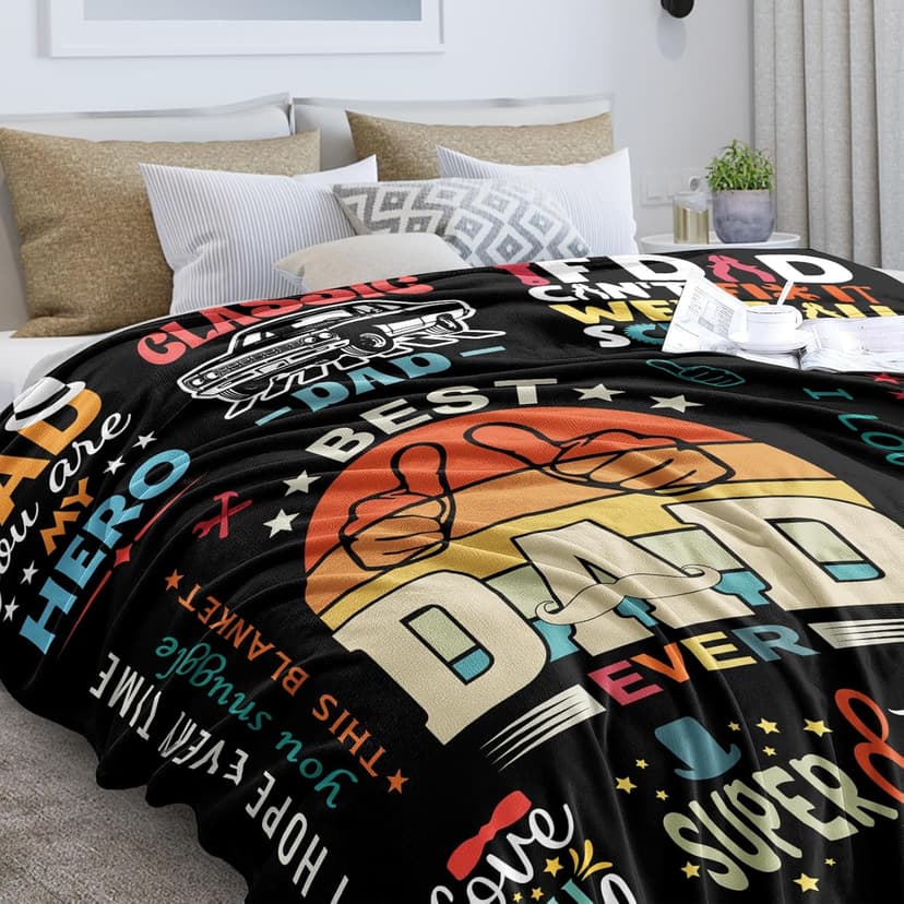 Dad Throw Blanket - 50x60 Inch Soft & Durable Gifts for Dad Birthday, Father's Day, Retirement - Perfect for Travel, Camping, Office & Home Use from Daughter or Son