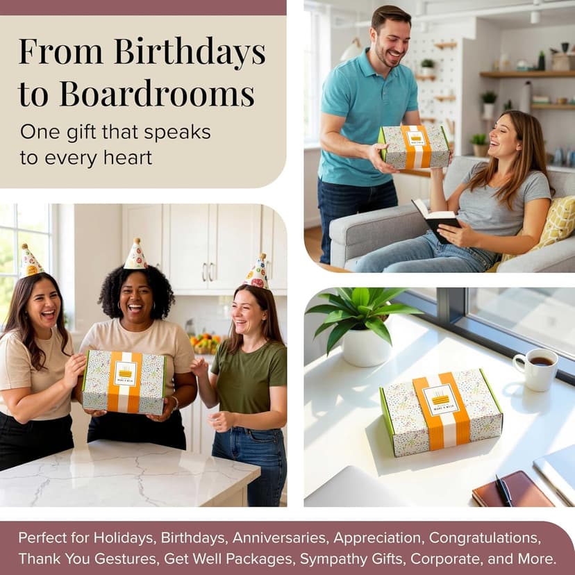 Broadway Basketeers Happy Birthday Gift Baskets for Prime Delivery Gourmet Cookie Gifts Box with Brownies, Individually Wrapped Edible Care Package for Men, Women, Husband, Wife, Mom, Dad, Families