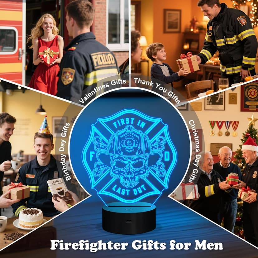 Firefighter Gifts, Fire Fighter Gifts Men, Fireman Night Light with 16 Colors Changing & Timer & Dimmer, Creative Gifts for Birthday, Father's Day, Graduation, Thank you, Xmas for Firefighter, Women