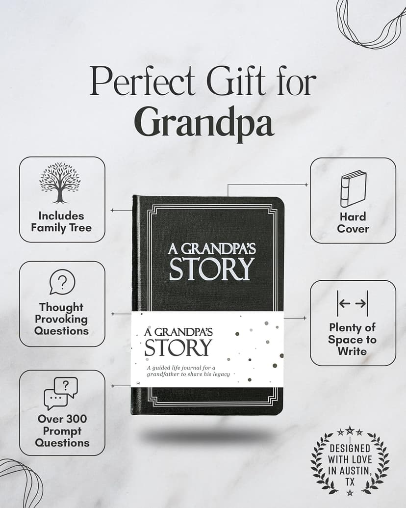 Grandpa's Life Story Journal (Hardcover): A Meaningful Keepsake for Grandpa to Share His Journey & Memories, Book Includes 250+ Prompt Questions, Sentimental Gift for Father's Day, Birthday, Christmas