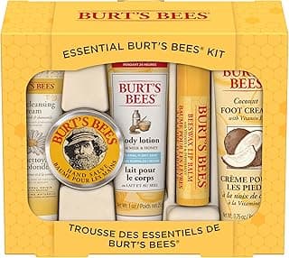 Burt's Bees Gifts Ideas - Essential Everyday Beauty Set, 5 Travel Size Products - Deep Cleansing Cream, Hand Salve, Body Lotion, Foot Cream and Lip Balm