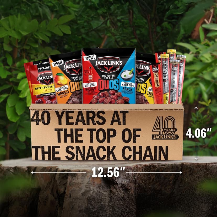 Jack Link’s DUOs Gift Box – Includes Beef Jerky, Chicken & Tender Bites, & Sticks, Great Protein Gifts for Dad, Men or Meat Lovers, Ideal for Holidays & More – 11-Piece Beast Snack Variety Pack