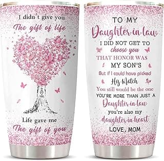 ZANIION Daughter In Law Gift Tumbler 20oz 1PC, Thoughtful Gifts Ideas For Daughter-In-Law From Mother-In-Law Mug, Best Christmas Mothers Day Weeding Decoration Present For Future Son'S Wife Coffee Cup