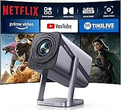 [Netflix-Licensed & 4K Support & Auto Focus]- Smart Projector with WiFi 6 and 2-Way Bluetooth, Dolby Audio/ Auto Keystone/Zoom,360°Adjustable Stand, iWIMIUS Mini Portable Outdoor Proyector w/ HDMI ARC