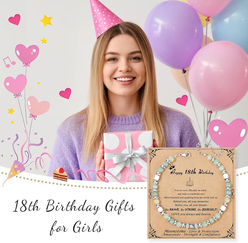 JoycuFF 𝗕𝗶𝗿𝘁𝗵𝗱𝗮𝘆 𝗚𝗶𝗳𝘁𝘀 𝗳𝗼𝗿 𝗪𝗼𝗺𝗲𝗻 𝗠𝗼𝗼𝗻𝘀𝘁𝗼𝗻𝗲 𝗕𝗿𝗮𝗰𝗲𝗹𝗲𝘁𝘀, 6 7 8 9 10 11 Year Old 13th 16th 18th 21st 30th 40th 50th 60th Birthday Gifts Amazonite Moonstone Bracelet