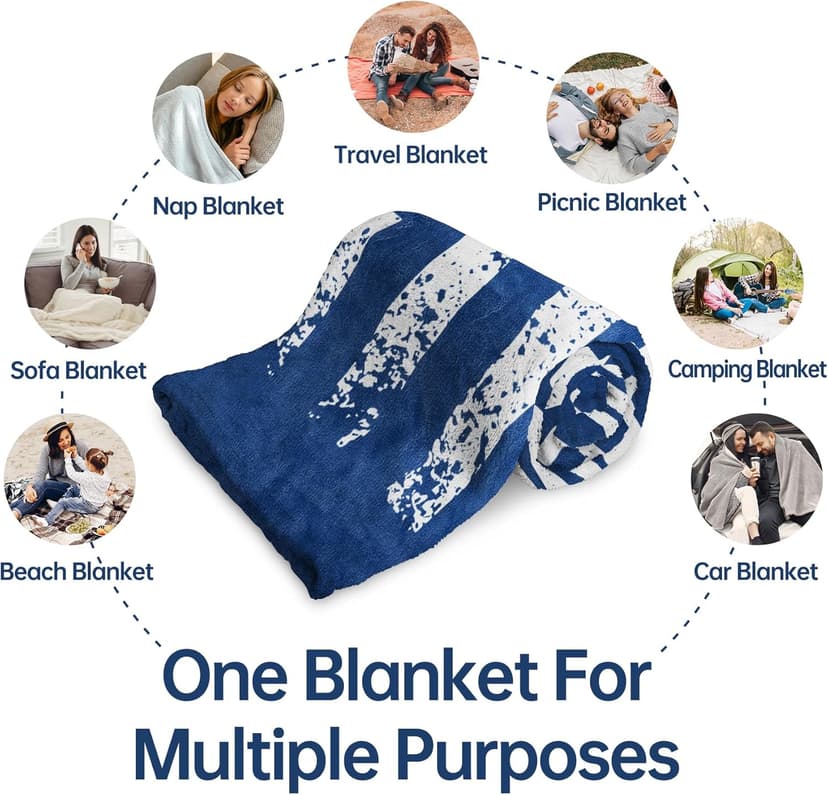 Craftique Birthday Gifts for Dad- American Flag Blanket with The Man The Myth The Legend- Dad Birthday Gift, Soft Blanket Throw for Bed Sofa Napping Camping, 60”×50”