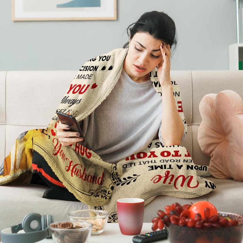 Wife Blanket from Husband - Wedding Anniversary Romantic Gift for Wife/Her/Women - Gifts for Wifes Birthday - Wifes Birthday Gift Ideas - to My WifeThrow Blanket 60 x 50 inch