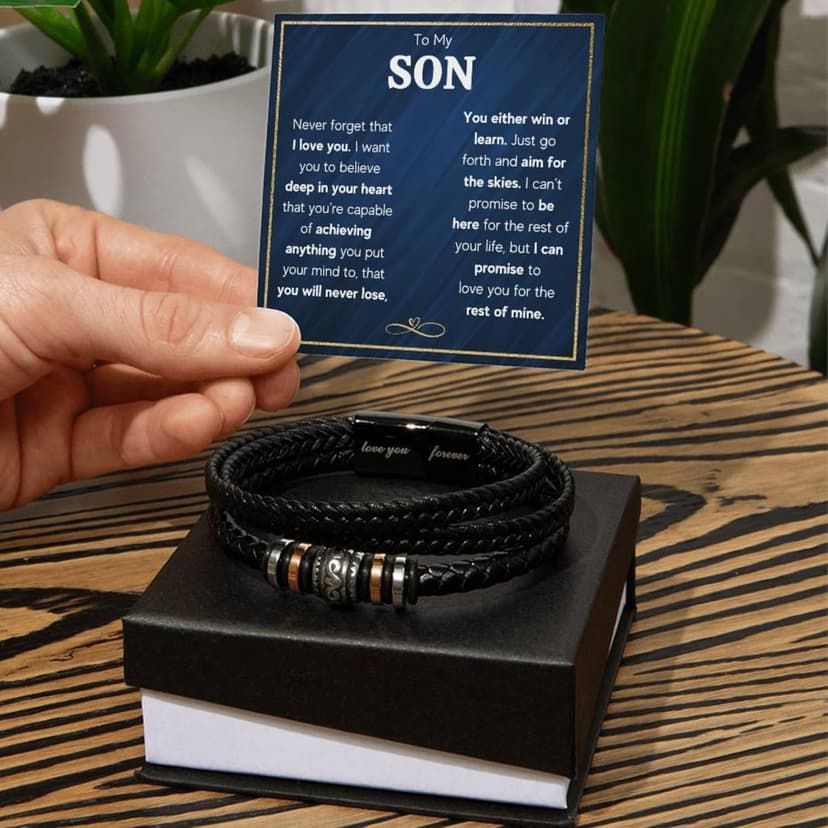 To My Son Bracelet Gift From Mom & Dad | Gifts for Son, Teen Boys for Birthday, Graduation, Christmas & Easter | Beautiful Cuban Cross Bracelet with Heartfelt Message Card & Gift Box