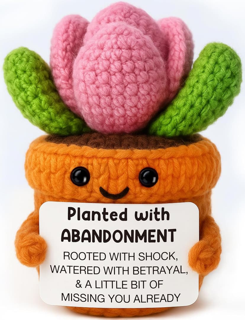 Funny Coworker Leaving Gift – Crochet Succulent Plush with Humor Message – Farewell Gift for Women Who are Quitting, Burned Out, or Betrayed, Supportive Decor for Divorce, Heartbreak,Goodbye, Breakup
