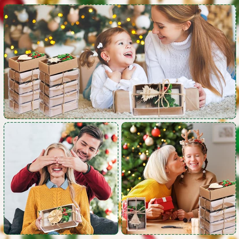 20 Pack Christmas Handmade Soap Favor with Wooden Christmas Tag, 4 Scents, Soap Gift for Wedding Favors, Party Decorations, Thanksgiving Gifts, Bridal Shower