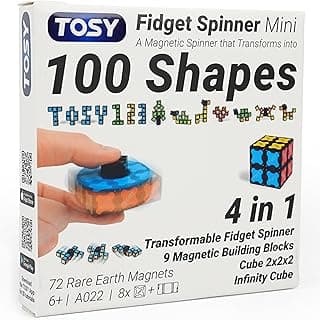 TOSY Magnet Fidget Spinner Mini - 8 Blocks, 3 in 1 Toy: Transformable Fidget Spinner, Infinity Cube, 2x2 Puzzle Cube, Christmas Stocking Stuffers Gift for Kids/Adults, STEM Sensory Stress Relief Toy