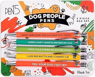 Funny Dog People Pens - Black Ballpoint Gag Gift Set for Dog Parents, Vet Techs, Pet Owners, and Coworkers
