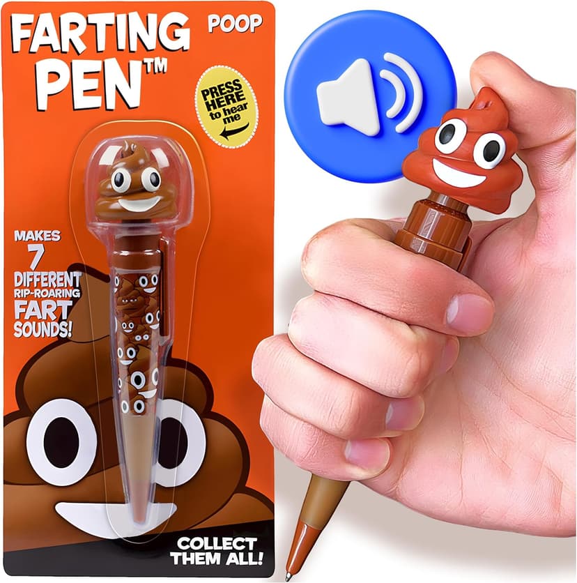 Farting Poop Pen with Multiple Funny Sounds - Perfect Novelty Gift for Teens, Kids & Boys - Functioning Pen & Prank Toy for The Entire Family, Fun Gag Gifts with Big Laughs (Original)