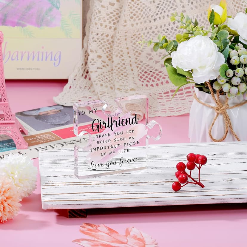 Gifts for Girlfriend from Boyfriend -Girlfriend Puzzle Piece Gift Unique Girlfriend Birthday Gifts for gf Valentines Mothers Day Anniversary Romantic Gift for Her