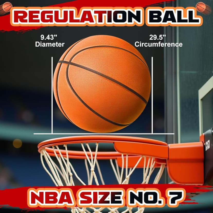 Silent Basketball Size 7 (29.5") – Grooved Airless Indoor Basketball for Quiet Dribbling and Indoor Training, Pro PU Foam Ball – Real Feel Higher Bounce Quieter