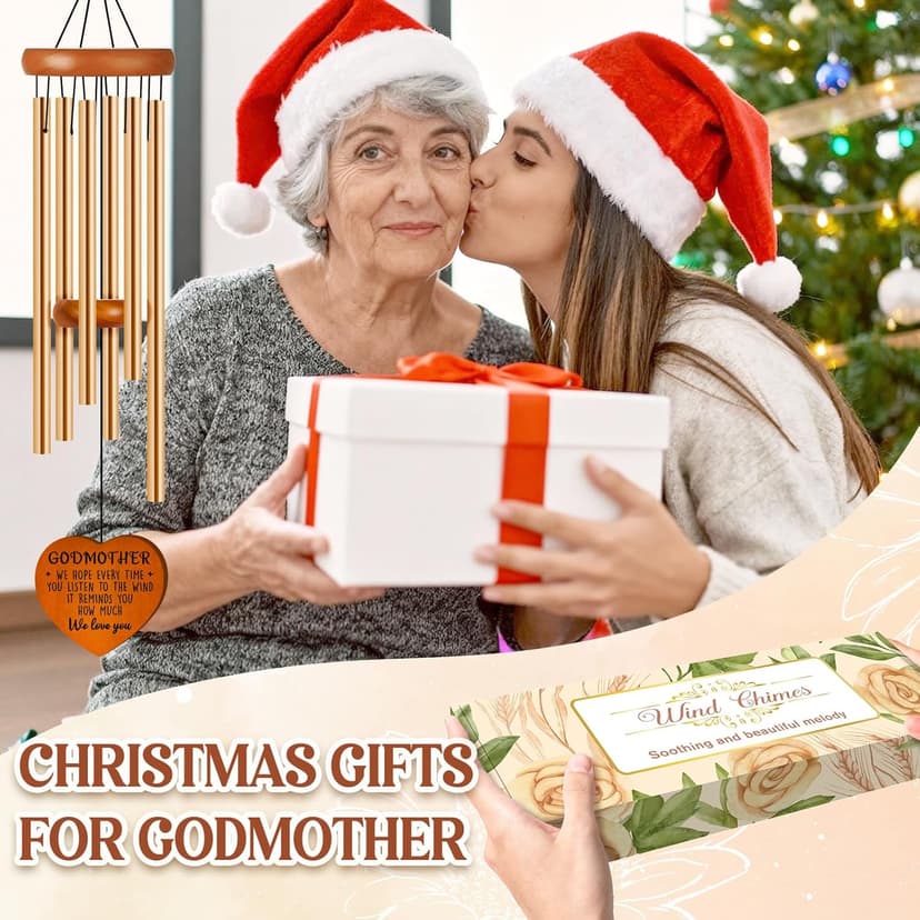 Godmother Gifts from Godchild, Godmom Wind Chimes, Christmas, Birthday, Proposal, Retirement Gift for Godmother from Goddaughter Godson