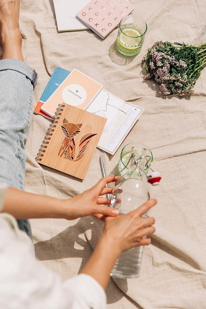 Patchwork Red Fox Spiral Daily Gratitude Journal with Blank Pages for Him Her [Hardcover Writing Notebook for Travel, Happy Father's Day Gifts for Dad from Kids, Made in the USA]