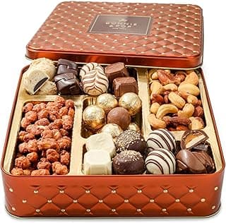 Christmas Chocolate Gift Basket- Holiday Nut and Candy Gift Box for Men, Women, Families, Corporate- Bonnie and Pop