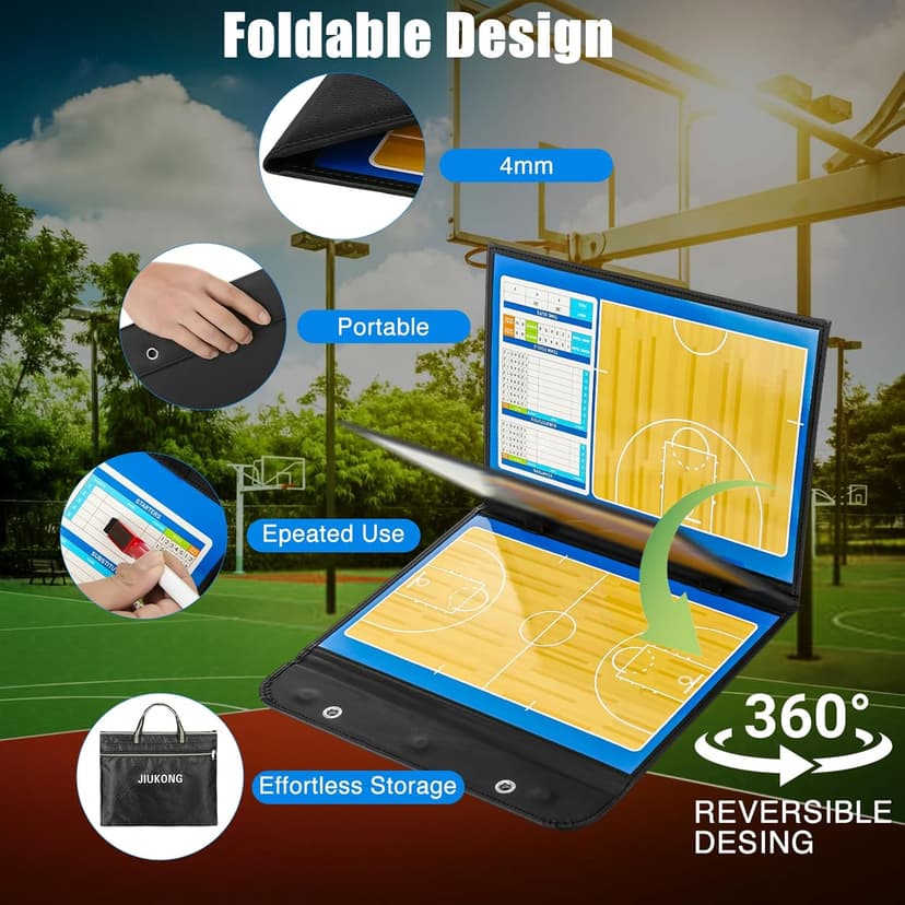Magnetic Basketball Coaching Board – Portable Dry Erase Whiteboard with Fence Clip, Magnets & Carry Bag, Foldable Basketball Clipboard for Coaches, Ideal Coach Gift