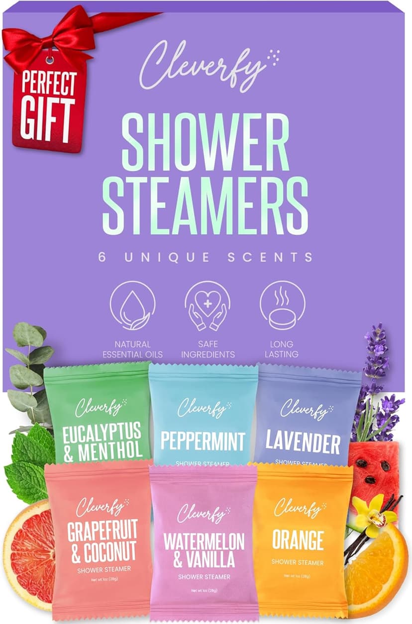 Cleverfy Shower Steamers Aromatherapy for Women and Men – Self-Care Shower Bombs for Stress Relief and Relaxation – 6 Tablets