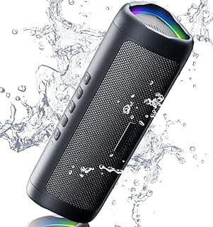 Bluetooth Speaker with HD Sound, Portable Wireless, IPX5 Waterproof, Up to 20H Playtime, TWS Pairing, BT5.3, for Home/Party/Outdoor/Beach, Stocking Stuffers, White Elephant Gifts for Adults (Black)