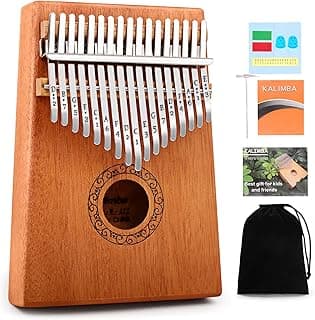 Kalimba Thumb Piano,YUNDIE Portable 17 Keys Mbira Finger Piano with Tune Hammer and Study Instruction,Musical Instruments Birthday Gift for Adult Beginners Professional(Brown)