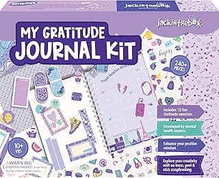 jackinthebox Gratitude Journal Kit for Girls Ages 8-12, 242 pcs, Scrapbooking Journal Set for Teen & Tween Girls,10 Fun Gratitude Exercises, Journal Art & Craft Kit, Ideal Gift for Girls 8 9 10 11 12