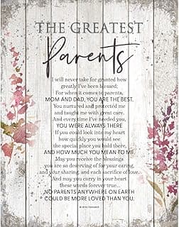 DEXSA Greatest Parents Wood Plaque - Made in the USA - 11.75 in x 15 in - Classy Vertical Frame Wall Hanging Decoration | Mom & Dad, you are the Best | Christian Family Religious Home Decor Saying