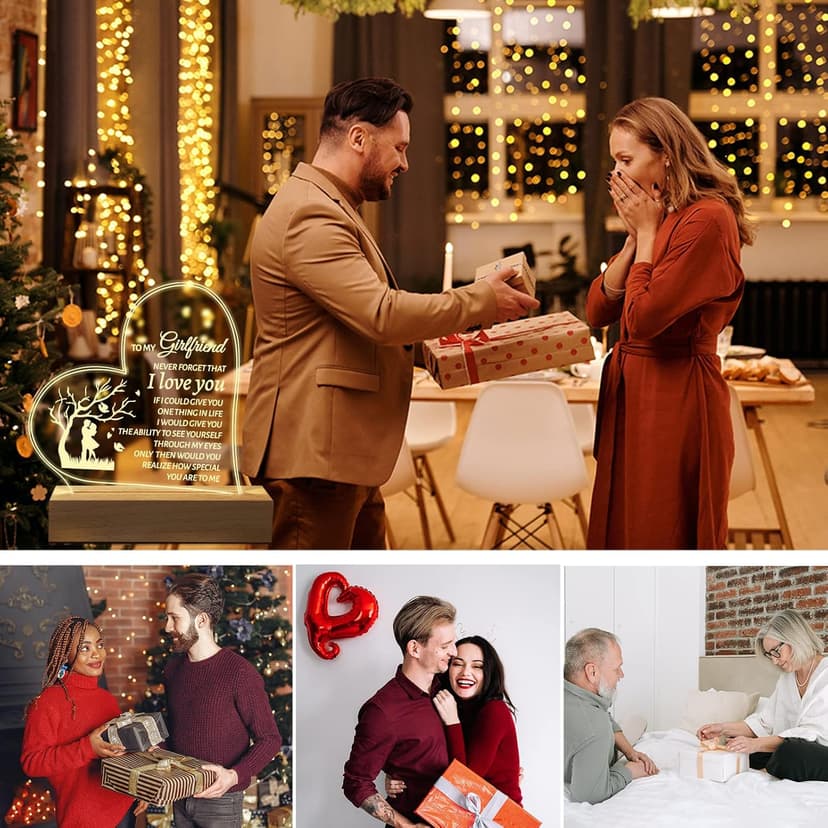 Hiipeenow Valentines Day Gifts for Girlfriend, to My Girlfriend Acrylic Engraved Night Light 15 * 19CM Presents, Birthday Anniversary Christmas Valentines Day Gifts for Girlfriend