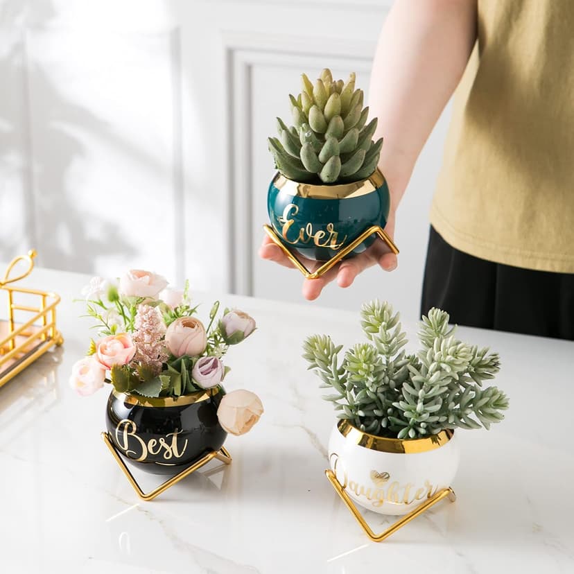Daughter Gifts from Mom, Birthday Gift for Daughter, Mother Daughter Gifts, Happy Birthday Daughter, Best Daughter Ever Gift, Daughter In Law Gifts, Birthday Gifts for Daughter Adult, 3 Succulent Pots