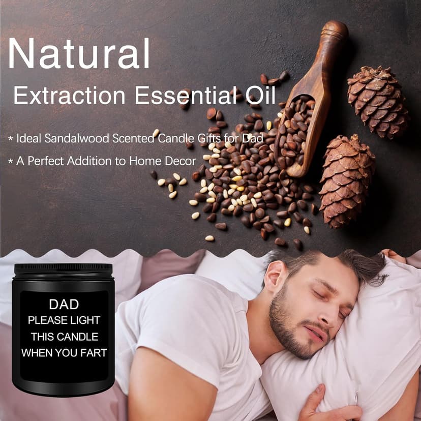 Homsolver Gifts for Dad, Fathers Day Christmas Birthday Dad Gifts from Daughter Son - Sandalwood Scented Candle (7OZ)