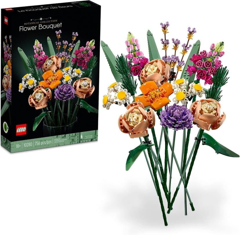 LEGO Icons Flower Bouquet Building Set - Artificial Flowers for Decoration for Home and Display, Ages 18+ - Small Fake Flowers for Table, Desk, Office - Gift for Birthdays - 10280