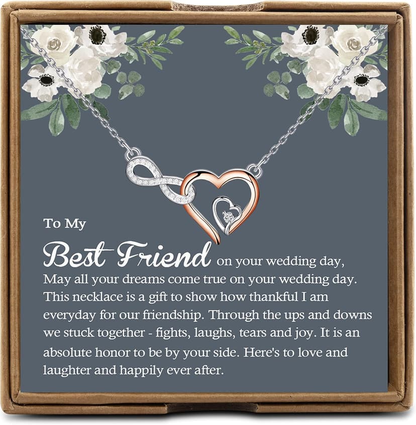 OKEYCH BestFriend Gift to Bride, To My Best Friend On Her Wedding Day Necklace, Bride Gift From Maid of Honor, Wedding Present