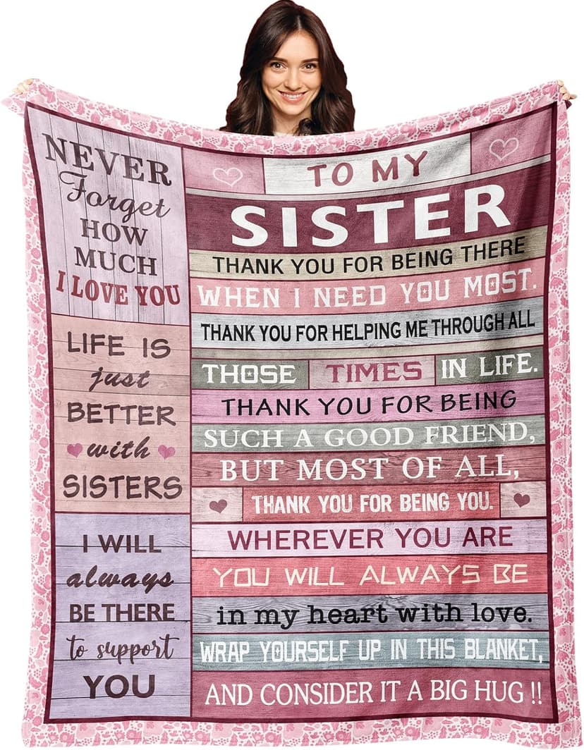 XALAZY Sister Gifts Blanket 50" X 60", Sister Birthday Gifts for Women, Big Sister Gifts for Girls, Sisters Gifts from Sis, Sis Christmas Prensent Throw