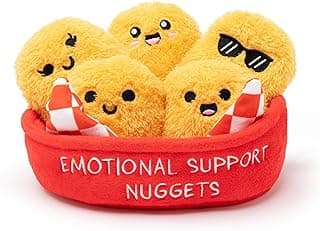 WHAT DO YOU MEME? Emotional Support Chicken Nuggets by Relatable, Cuddly Plush Toys and Stuffed Animals, Includes 5 Plushies with Basket, Funny or Cute Holiday Stocking Stuffer