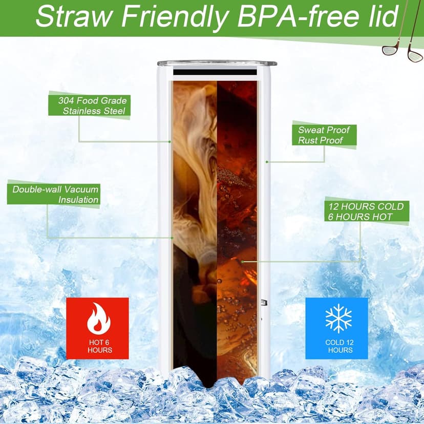 Patelai 4 Pcs Golf Tumbler Golf Gifts for Men 20oz Insulated Tumbler with Lid Straw Funny Coffee Cup Set, Dad, Husband, Golfer, Groomsmen, Birthday Gift for Him, Grandpa, Uncle, Boyfriend, Father