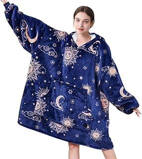 THREE POODLE Wearable Blanket Hoodie for Women, Oversized Sherpa Sweatshirt Blanket for Adults Men, Cozy Hooded Blankets, Gifts for Teen Girls Women Mom Sister