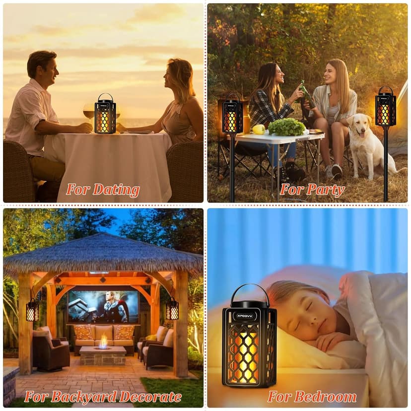 Outdoor Bluetooth Speakers Waterproof Portable Led Flame Speaker with Torch Atmosphere 10w Enhanced Bass for Patio Porch Garden Home Backyard Decor, Gifts for Men Women Couples Dads Moms