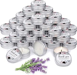 MTLEE 50 Pcs Wedding Candles Gift Favors for Guests 1 Oz Lavender Scented Soy Wax Aromatherapy Candle Favors for Bridal Shower Rustic Wedding Party Guests(Thank You)
