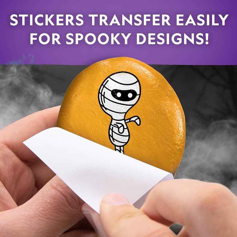 National Geographic Creepy Creatures Rock Painting Kit - Halloween Arts & Crafts Kit for Kids, Decorate 10 River Rocks with 10 Paint Colors & More Spooky Art Supplies, Halloween Gifts for Kids