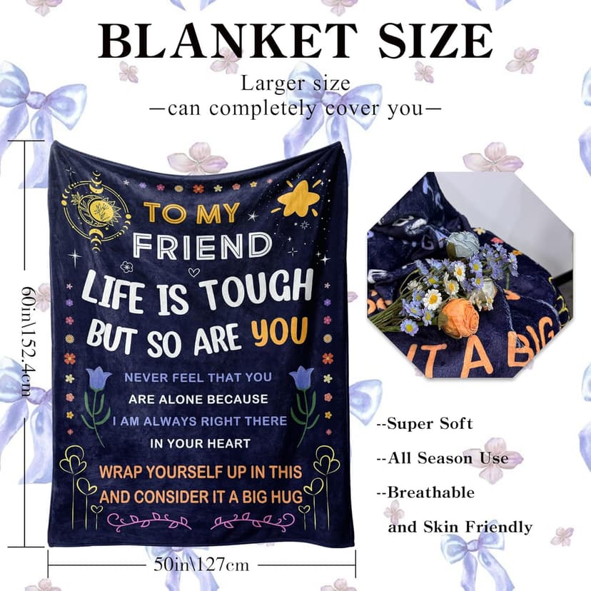 Best Friend Birthday Gifts for Women - Friendship Gift for Women - Christmas Valentines Graduation Birthday Gift Ideas for Best Friend Bestie BFF - Presents for Female Unique - Throw Blanket 50"x60"