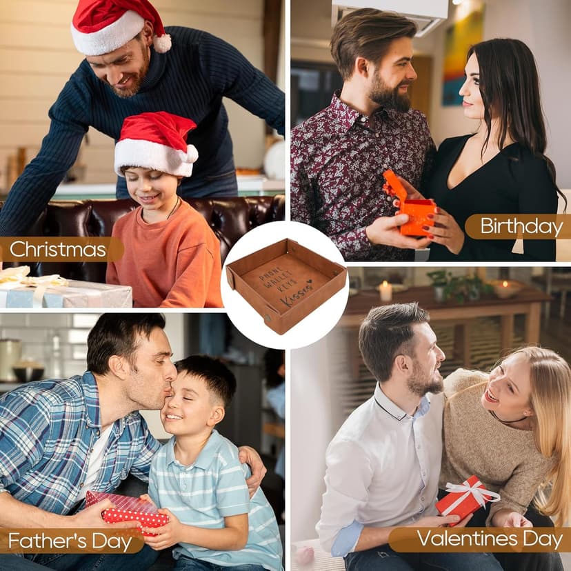 Gifts for Boyfriend, Husband, Romantic Gifts for Him, Mens Birthday Gifts Idea - Premium PU Leather Valet Tray - Best Mens Gifts for Birthday Anniversary