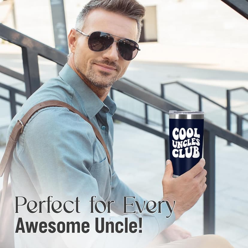 Christmas Best Uncle Gifts for Men - Cool Uncles Club 20 oz Stainless Steel Cup Insulated Travel Tumbler with Lid - Uncle Birthday Gifts for Brother, Presents for Men