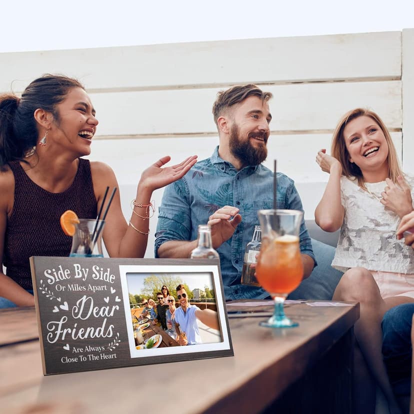 Jetec Wooden Friends Picture Frame 12 x 5.5 Inch Photo Frame Graduation Day Dear Friends Gifts Long Distance Friendship Photo Gifts(Brown)