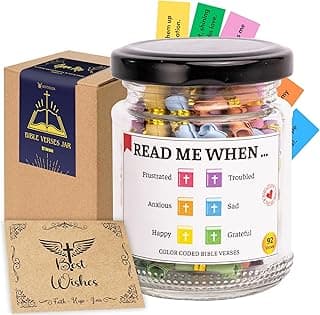 Bible Verse Jar – 92 Hand-Rolled Scripture Scrolls for Daily Encouragement, Inspirational Christian Gift, Religious Gifts for Women, Birthday Gifts for Mom, Christmas Gift for Women 2025