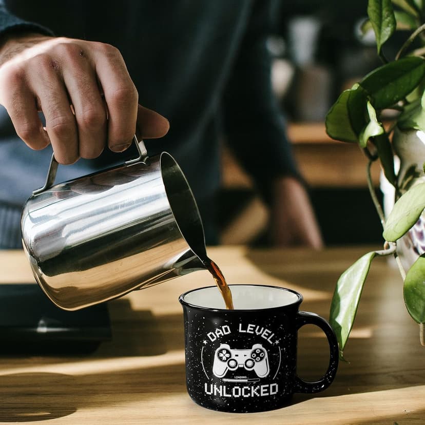 Cabtnca New Dad Gifts First Time, Dad Level Unlocked Mug, Birthday Christmas Father's Day Gifts for New Daddy, 15 Oz