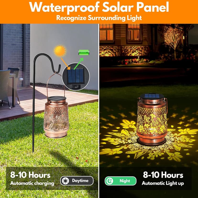 Solar Lantern Outdoor Lamp Waterproof Decorations Garden Decor, Christmas Birthday Gifts for Women, Mom, Grandma Decorative Garden, Yard, Patio, Lawn, Balcony Porch - Hummingbird