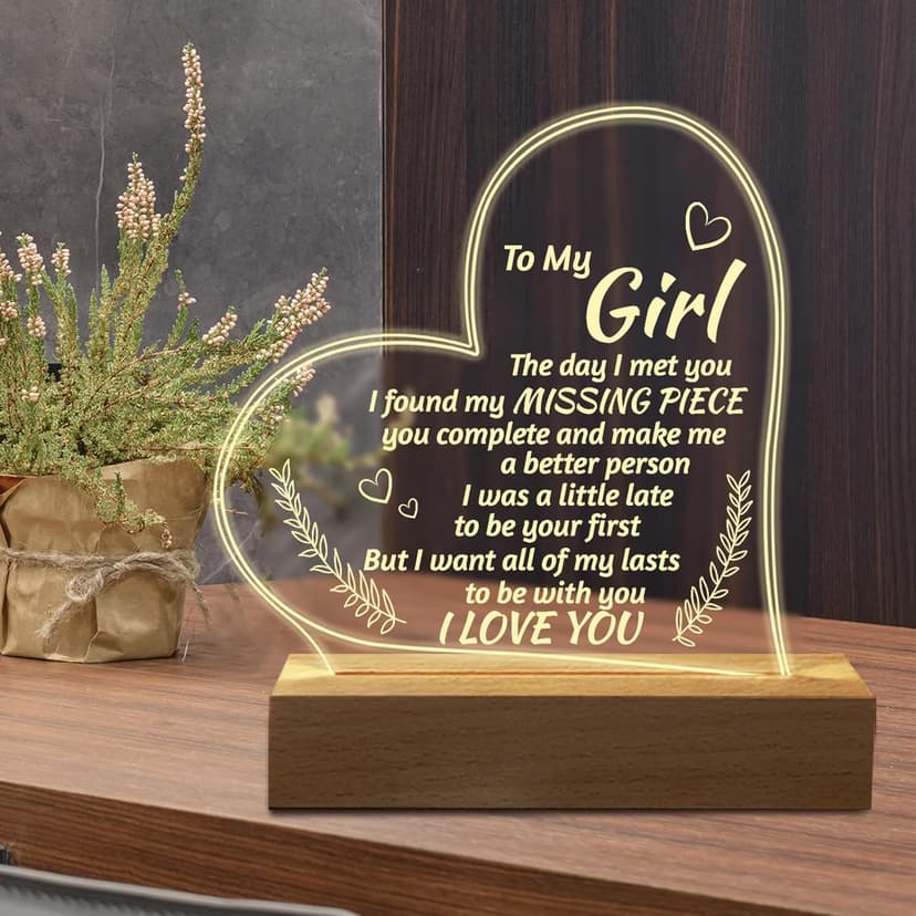 Romantic Gifts for Girlfriend, to My Girlfriend Engraved Night Light, I Love You Gifts for Her, Cute Girlfriends Anniversary Birthday Gifts for Her from Boyfriends