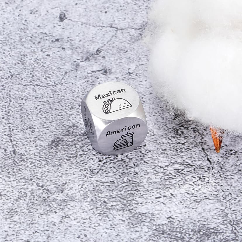 Anniversary Steel Gifts for Him Her Date Night Dice Gift for Boyfriend Girlfriend Wife Husband Couple Women Men Food Dice Decider Sweetest Day Birthday Wedding Valentines Christmas White Elephant